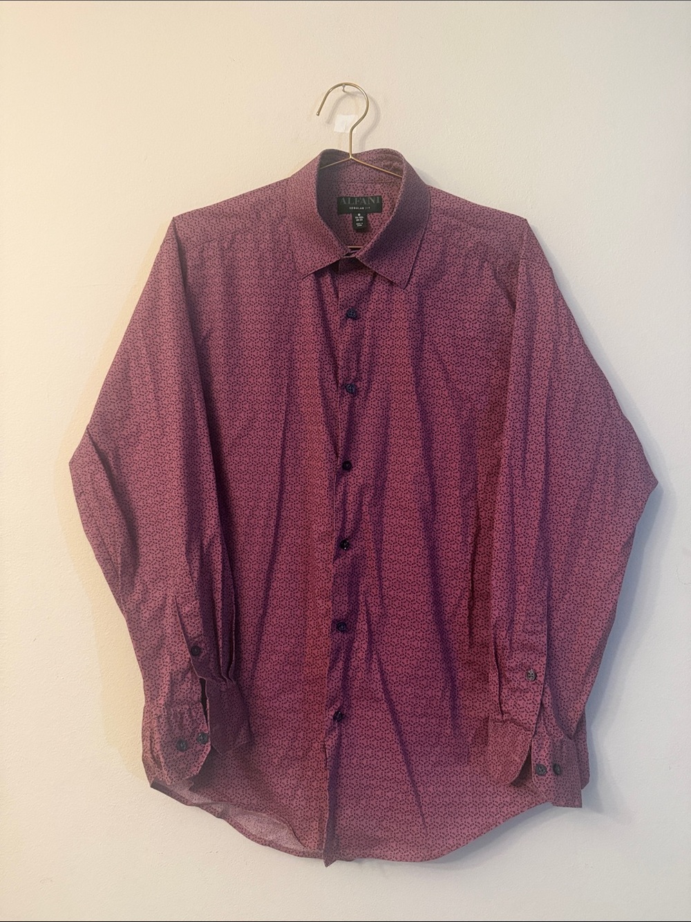 Alfani Men's Burgundy Micro-Pattern Dress Shirt